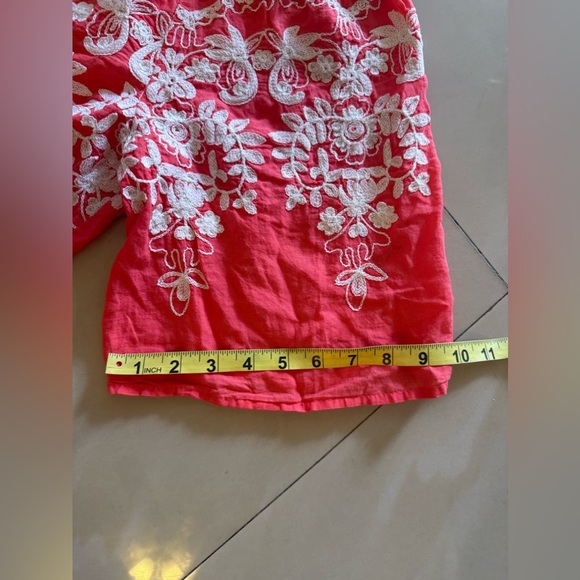 Flying Tomato Summer Tropical floral crochet orange White top plus Size 2X - Picture 9 of 16